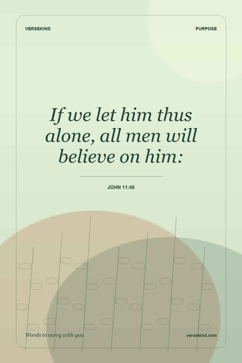 If we let him thus alone, all men will believe on him: — John 11:48