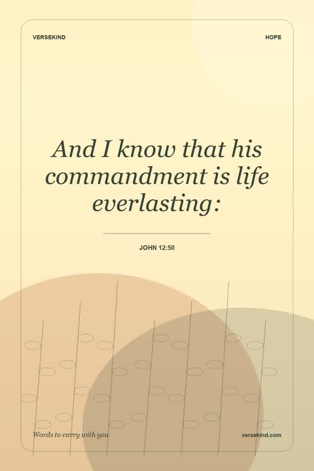 And I know that his commandment is life everlasting: — John 12:50