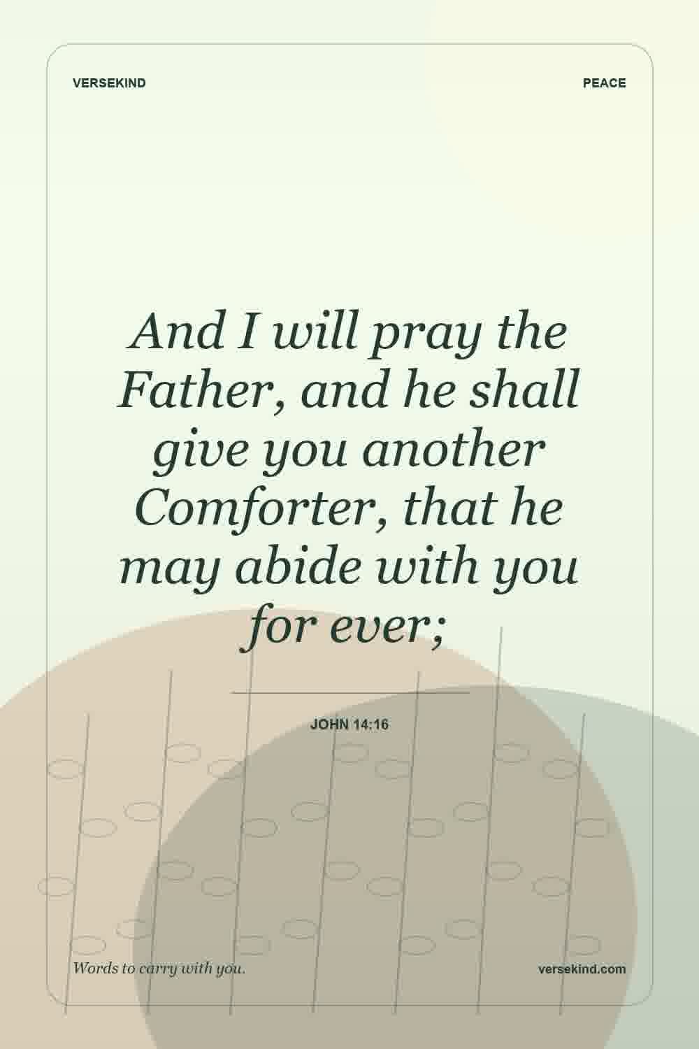 And I will pray the Father, and he shall give you another Comforter, that he may abide with you for ever; — John 14:16