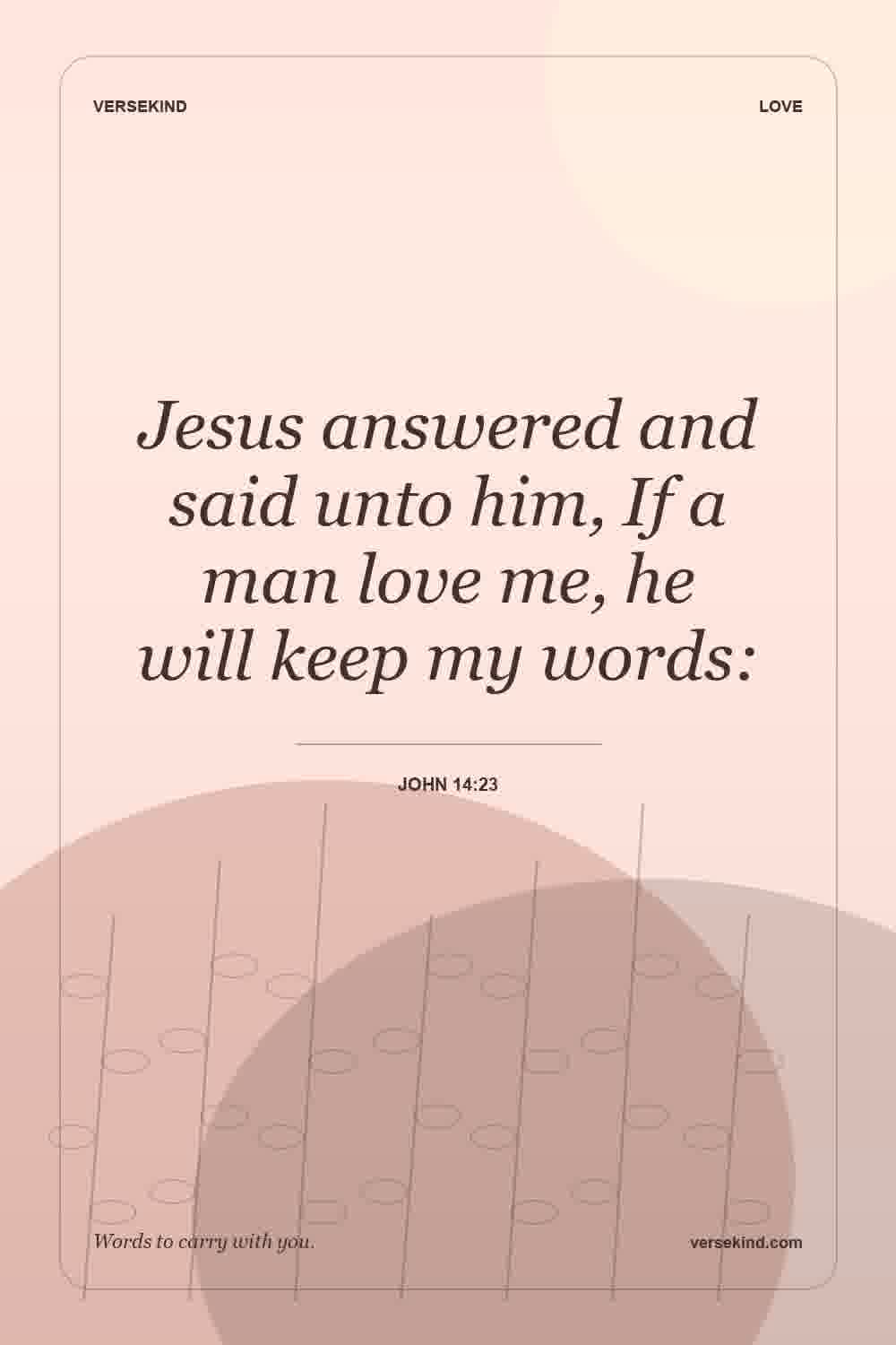Jesus answered and said unto him, If a man love me, he will keep my words: — John 14:23