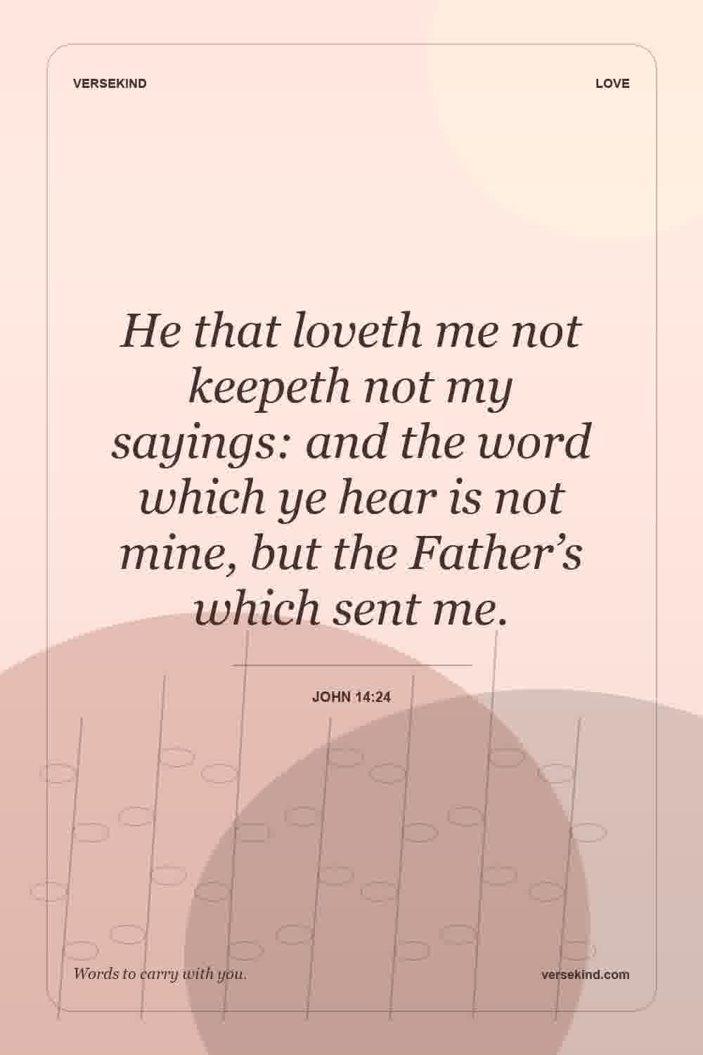 He that loveth me not keepeth not my sayings: and the word which ye hear is not mine, but the Father’s which sent me. — John 14:24