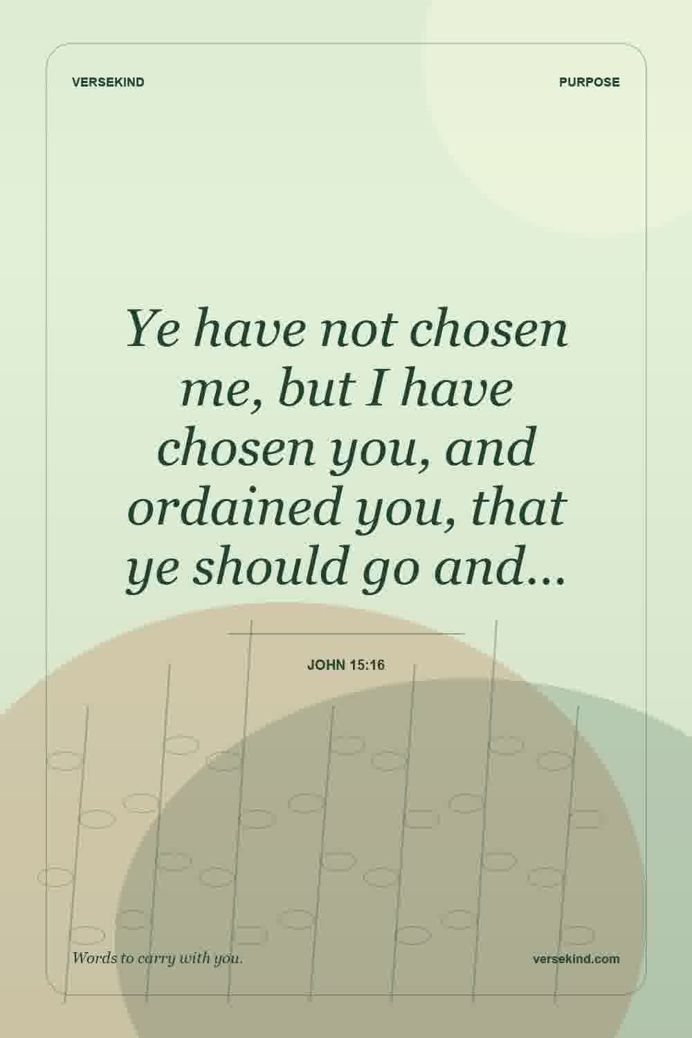 Ye have not chosen me, but I have chosen you, and ordained you, that ye should go and… — John 15:16