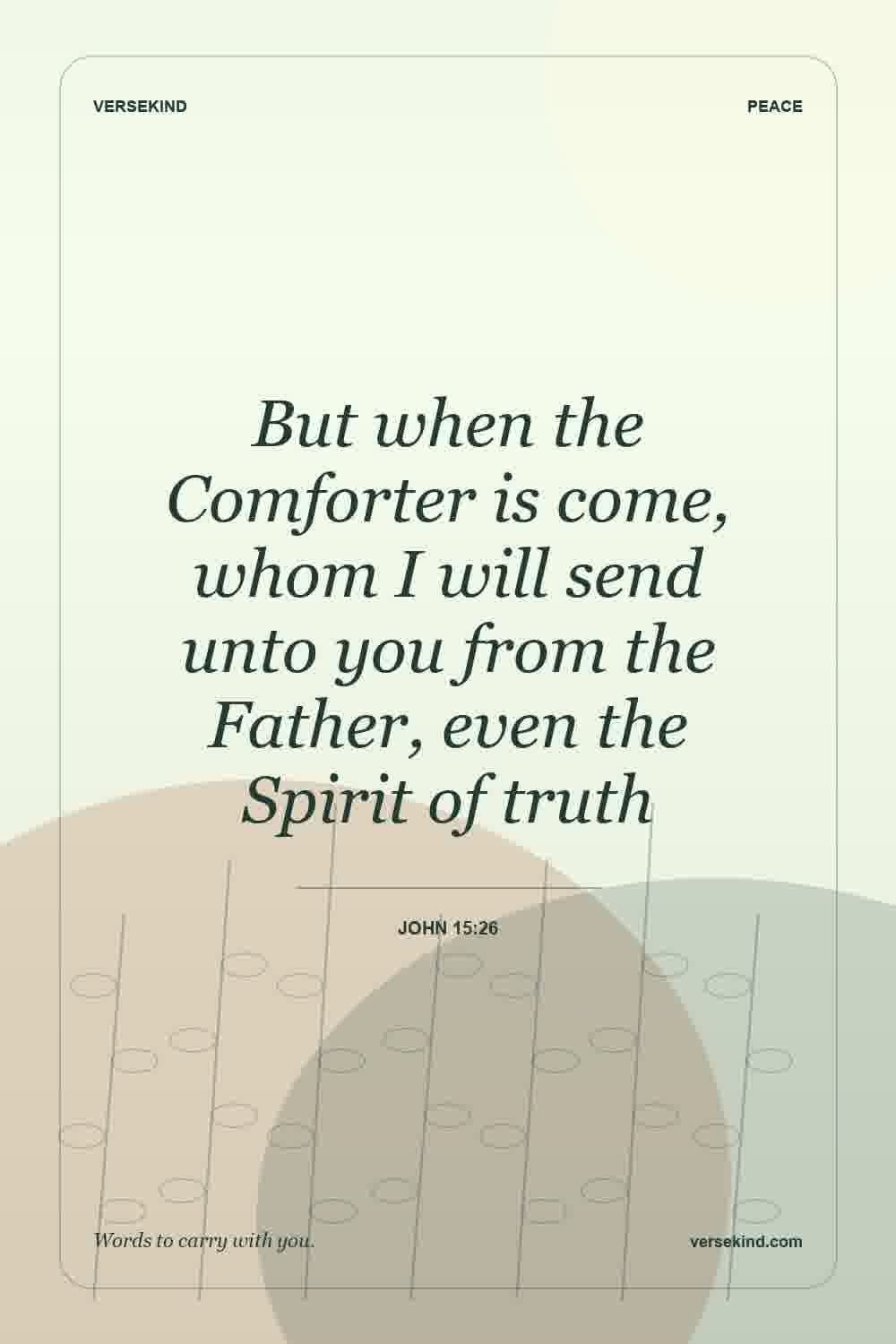 But when the Comforter is come, whom I will send unto you from the Father, even the Spirit of truth — John 15:26