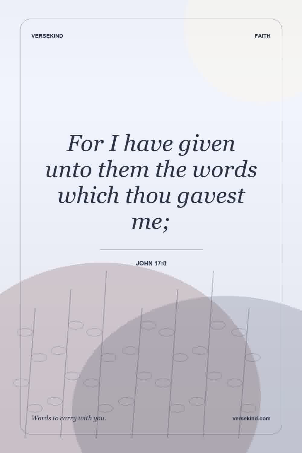 For I have given unto them the words which thou gavest me; — John 17:8