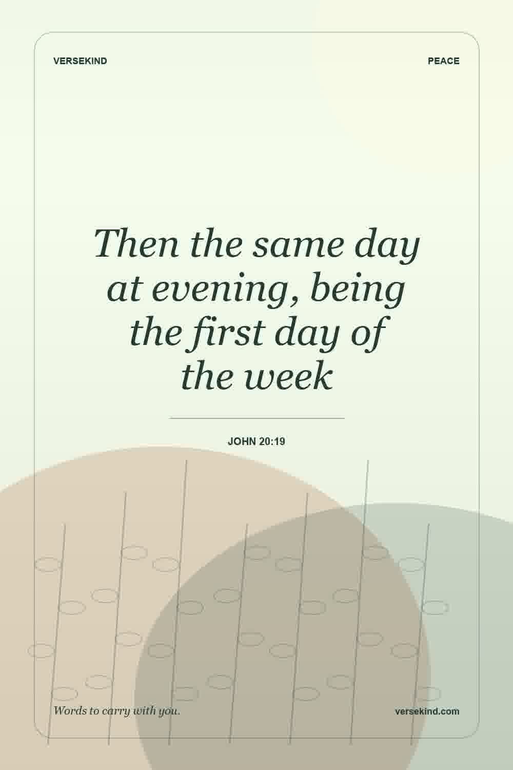 Then the same day at evening, being the first day of the week — John 20:19