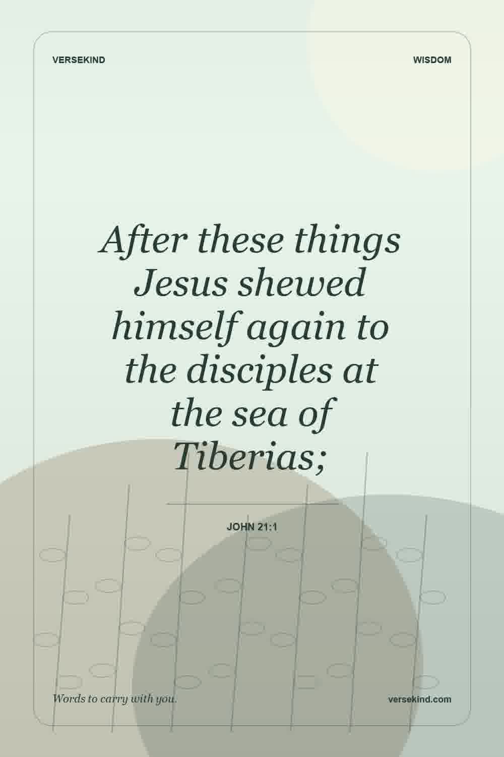 After these things Jesus shewed himself again to the disciples at the sea of Tiberias; — John 21:1