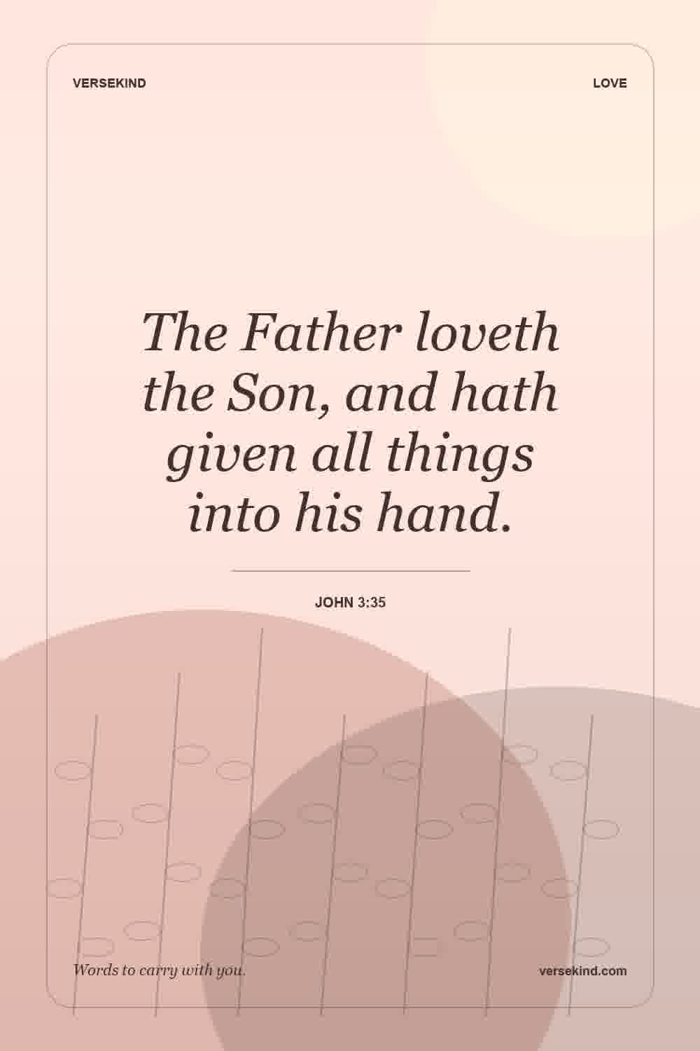 The Father loveth the Son, and hath given all things into his hand. — John 3:35