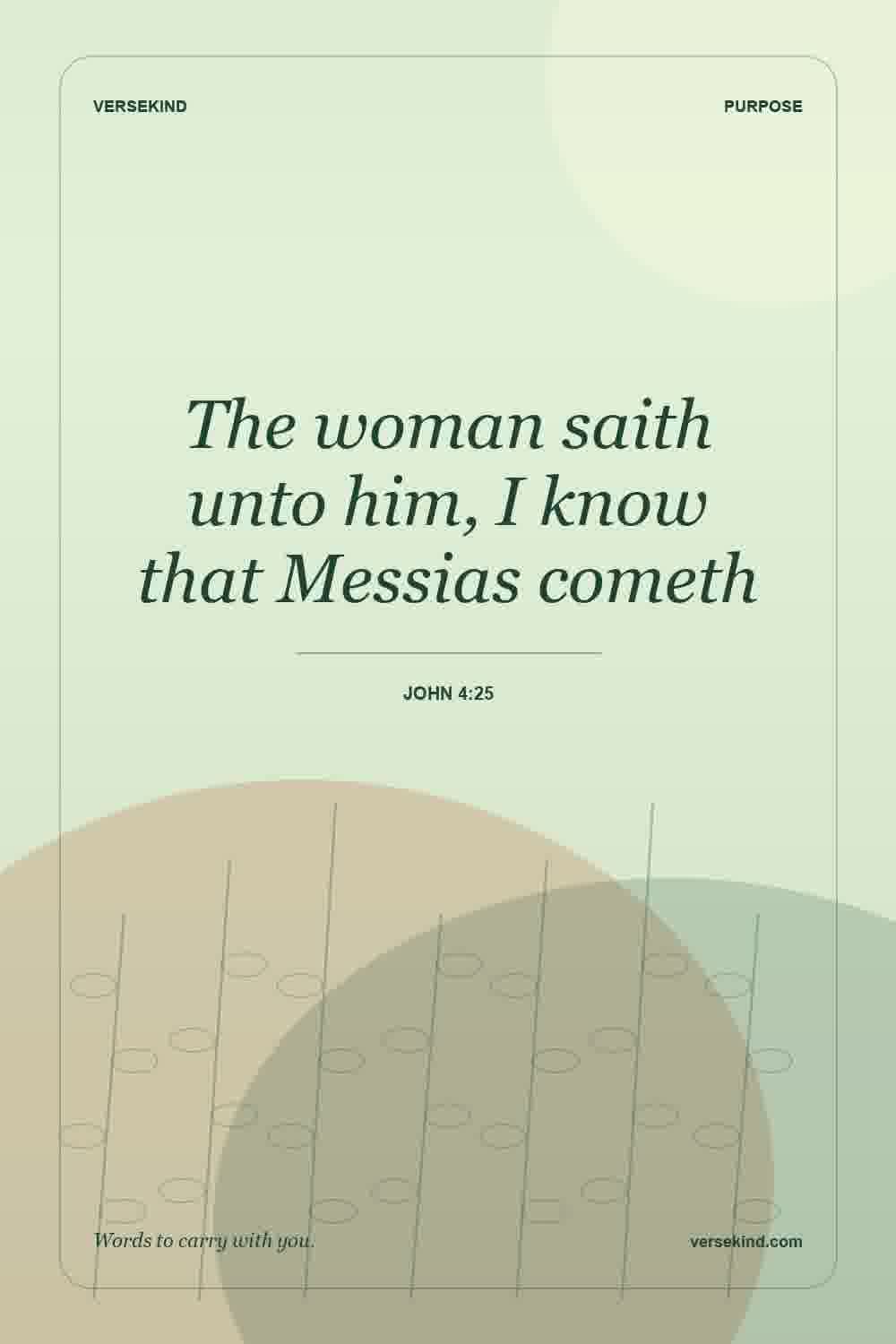The woman saith unto him, I know that Messias cometh — John 4:25