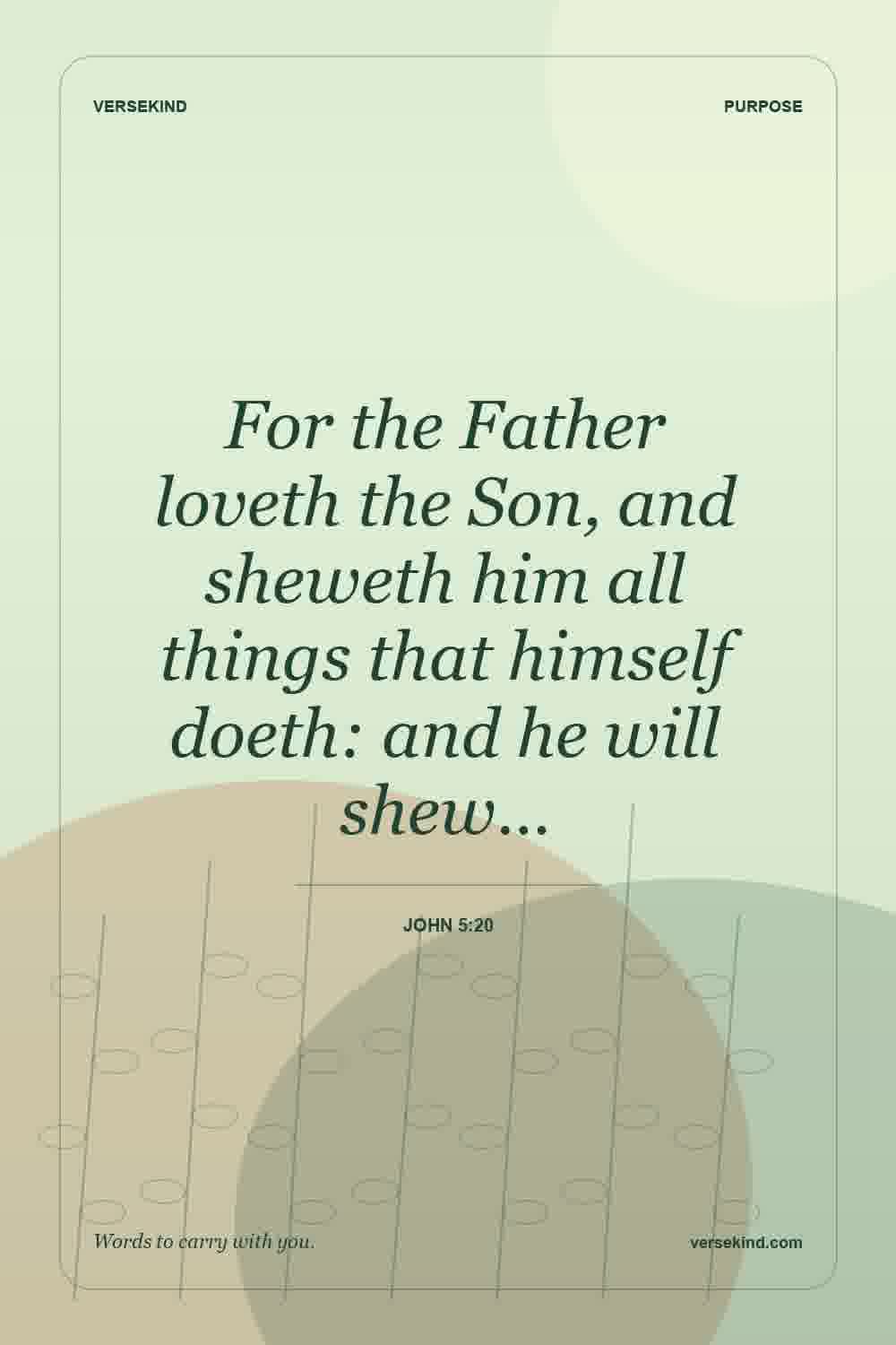 For the Father loveth the Son, and sheweth him all things that himself doeth: and he will shew… — John 5:20