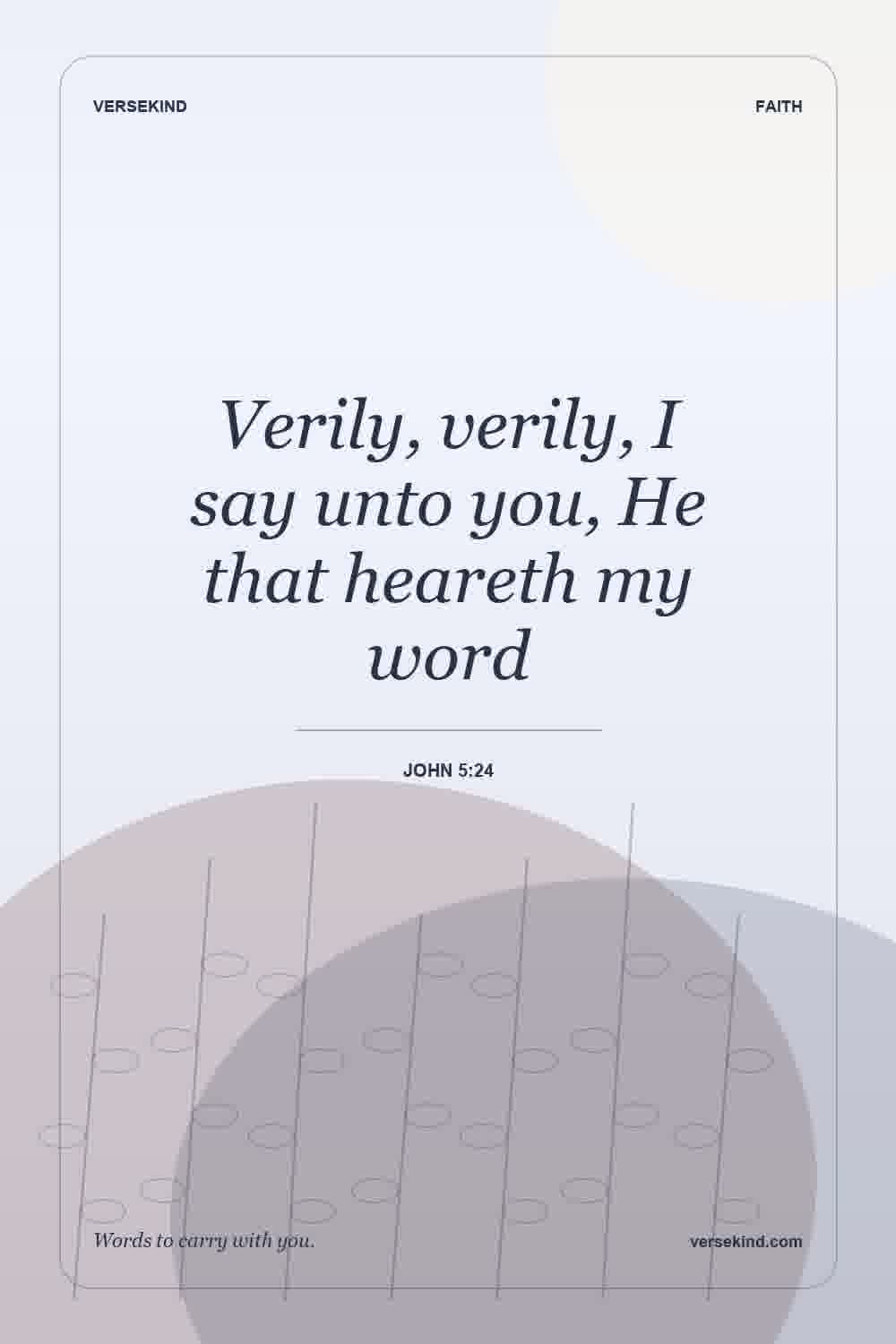 Verily, verily, I say unto you, He that heareth my word — John 5:24