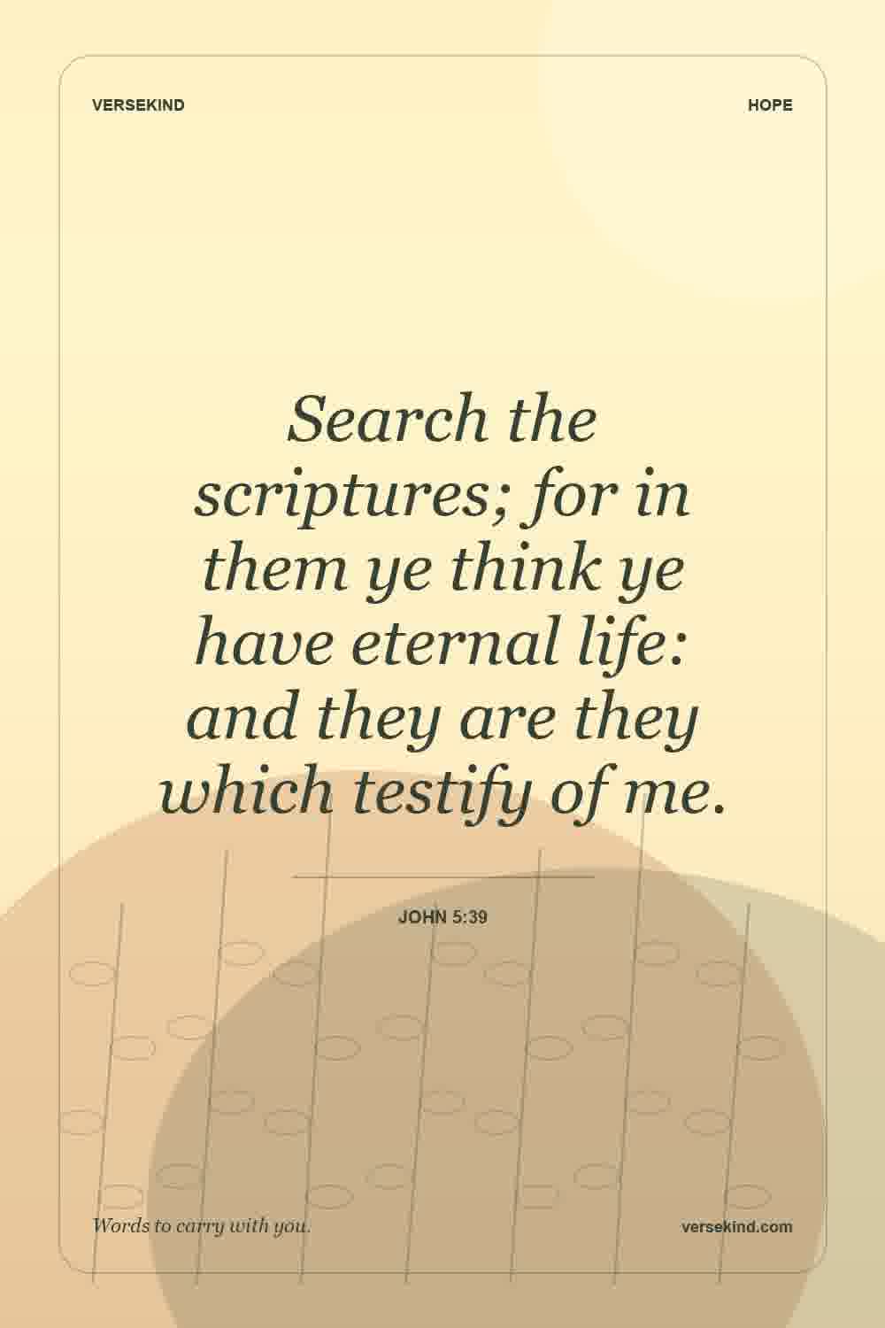 Search the scriptures; for in them ye think ye have eternal life: and they are they which testify of me. — John 5:39
