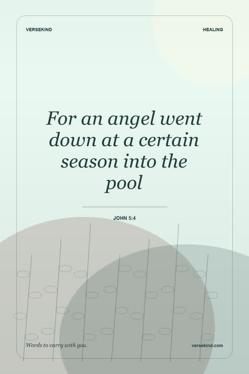 For an angel went down at a certain season into the pool — John 5:4