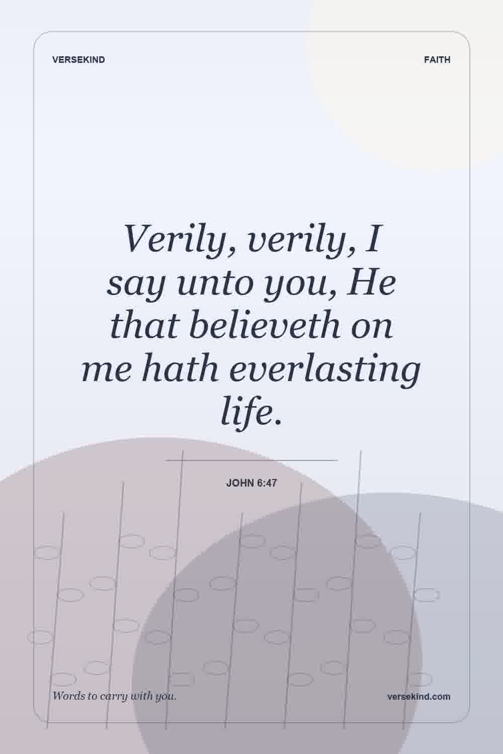 Verily, verily, I say unto you, He that believeth on me hath everlasting life. — John 6:47