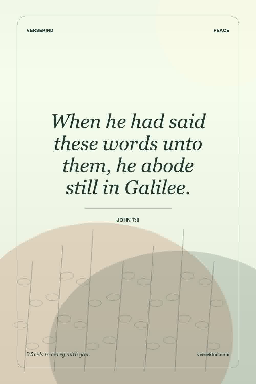When he had said these words unto them, he abode still in Galilee. — John 7:9