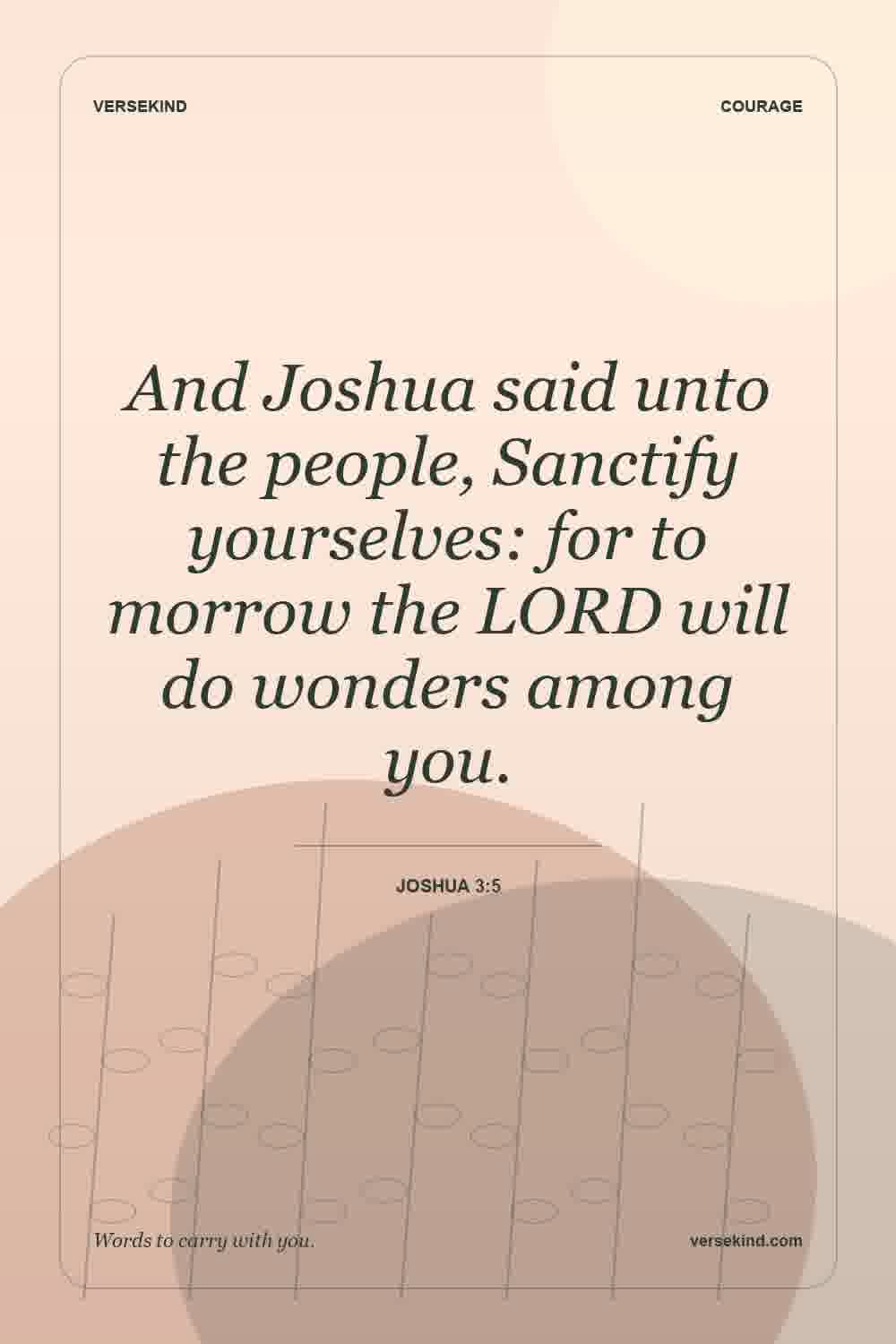 And Joshua said unto the people, Sanctify yourselves: for to morrow the LORD will do wonders among you. — Joshua 3:5