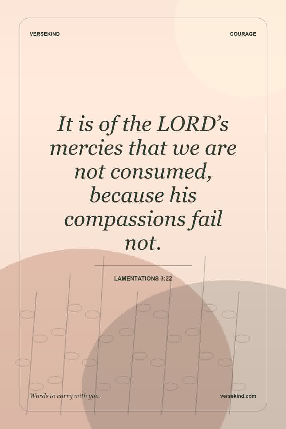 It is of the LORD’s mercies that we are not consumed, because his compassions fail not. — Lamentations 3:22