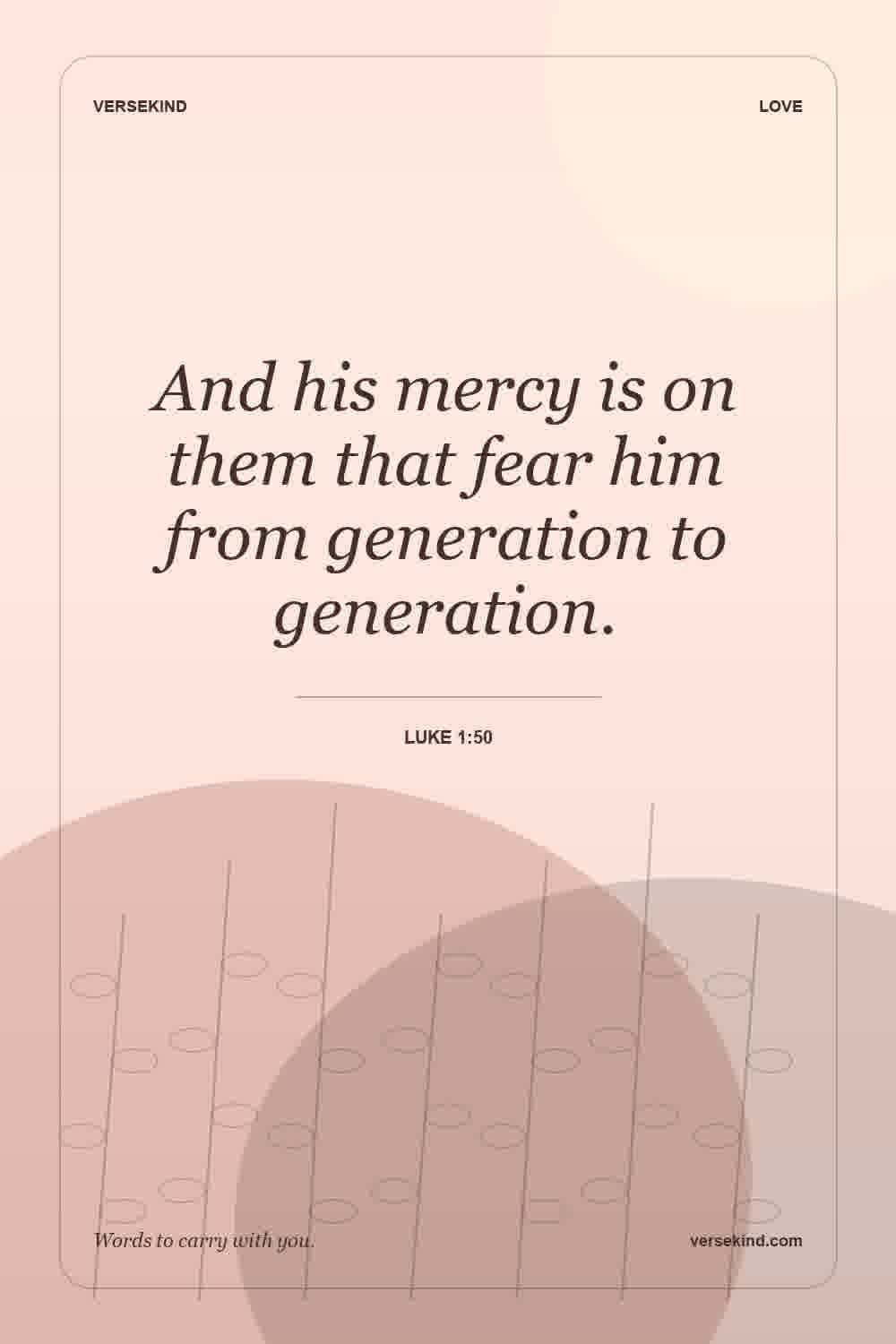 And his mercy is on them that fear him from generation to generation. — Luke 1:50