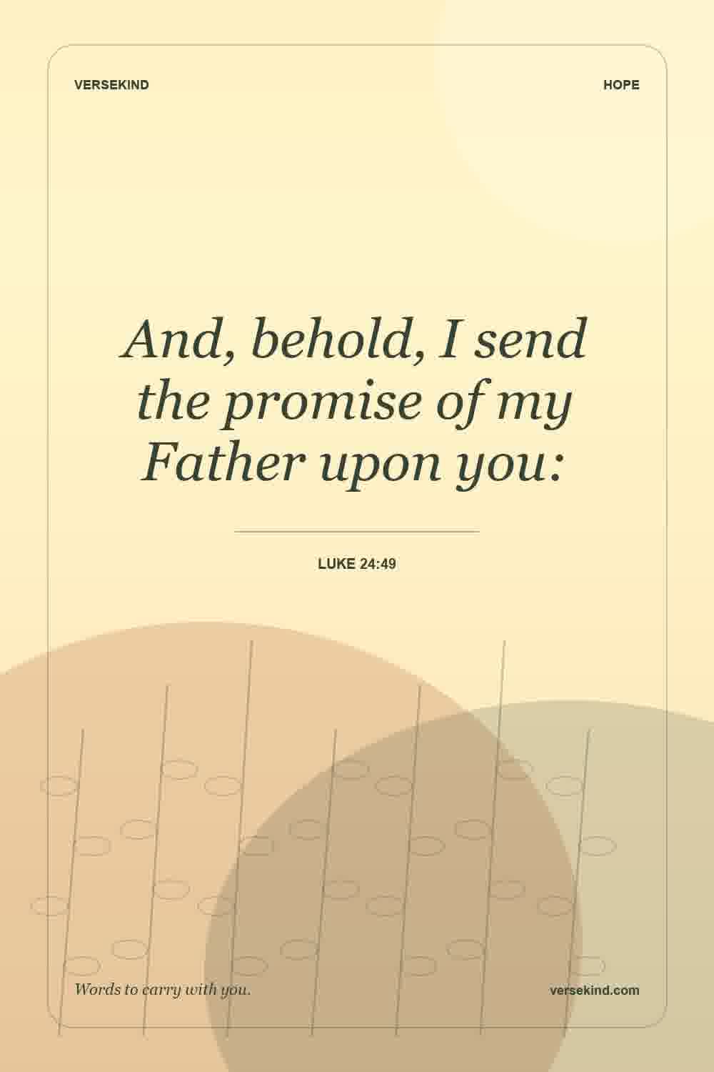 And, behold, I send the promise of my Father upon you: — Luke 24:49