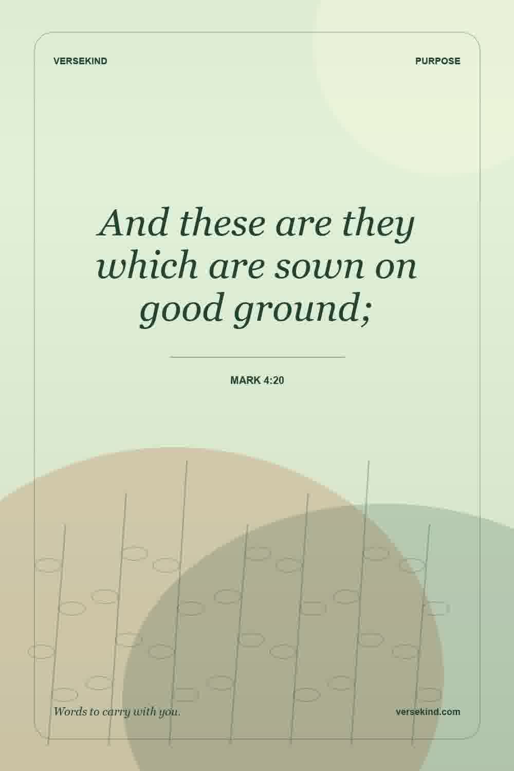 And these are they which are sown on good ground; — Mark 4:20