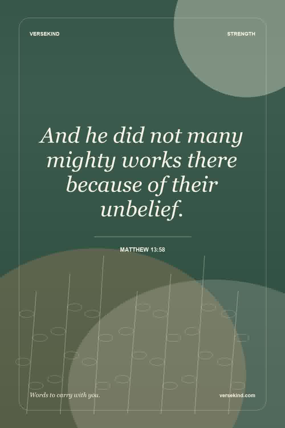 And he did not many mighty works there because of their unbelief. — Matthew 13:58