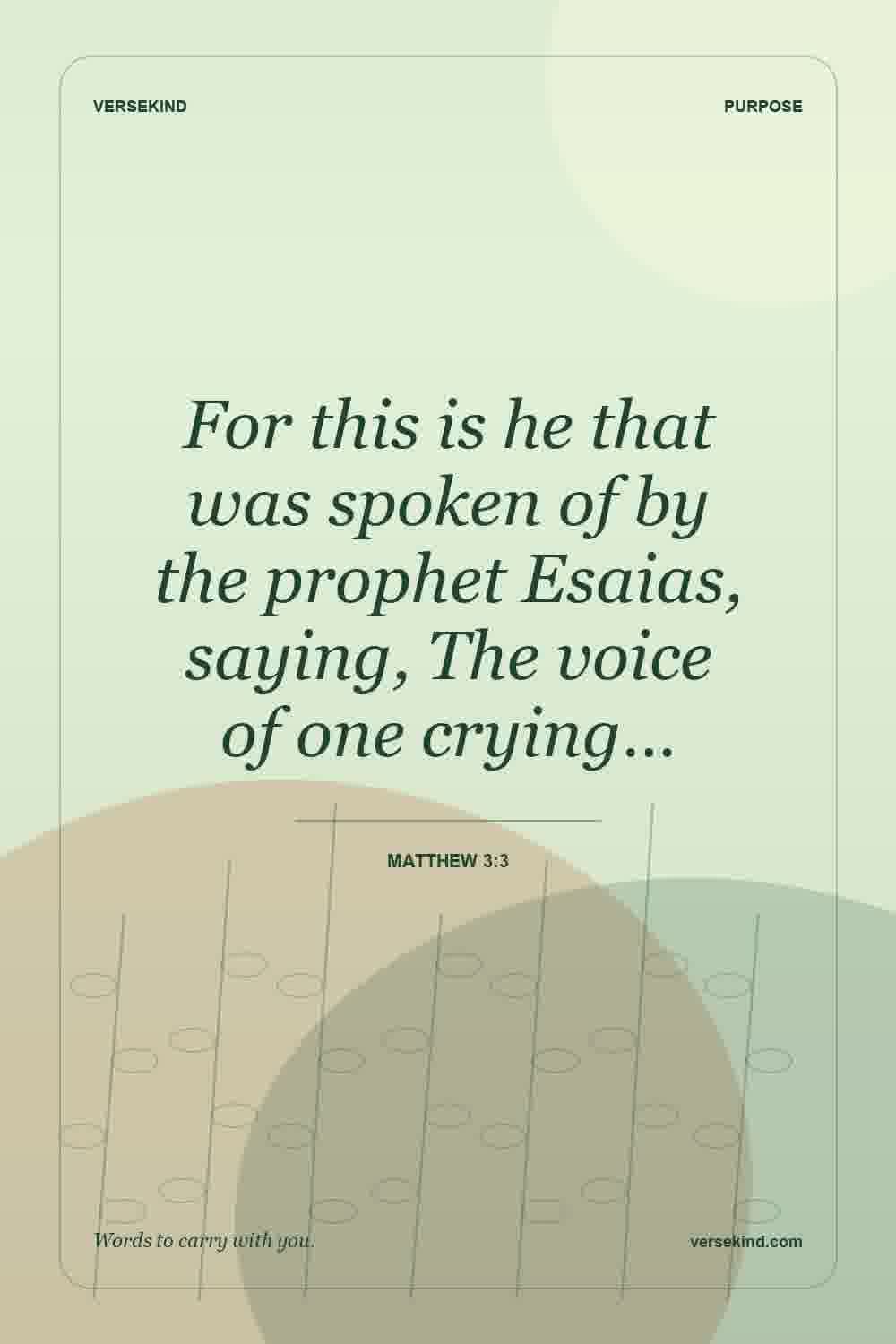 For this is he that was spoken of by the prophet Esaias, saying, The voice of one crying… — Matthew 3:3