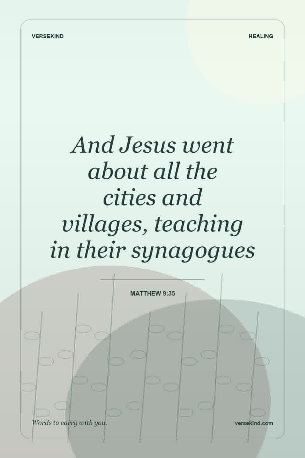 And Jesus went about all the cities and villages, teaching in their synagogues — Matthew 9:35