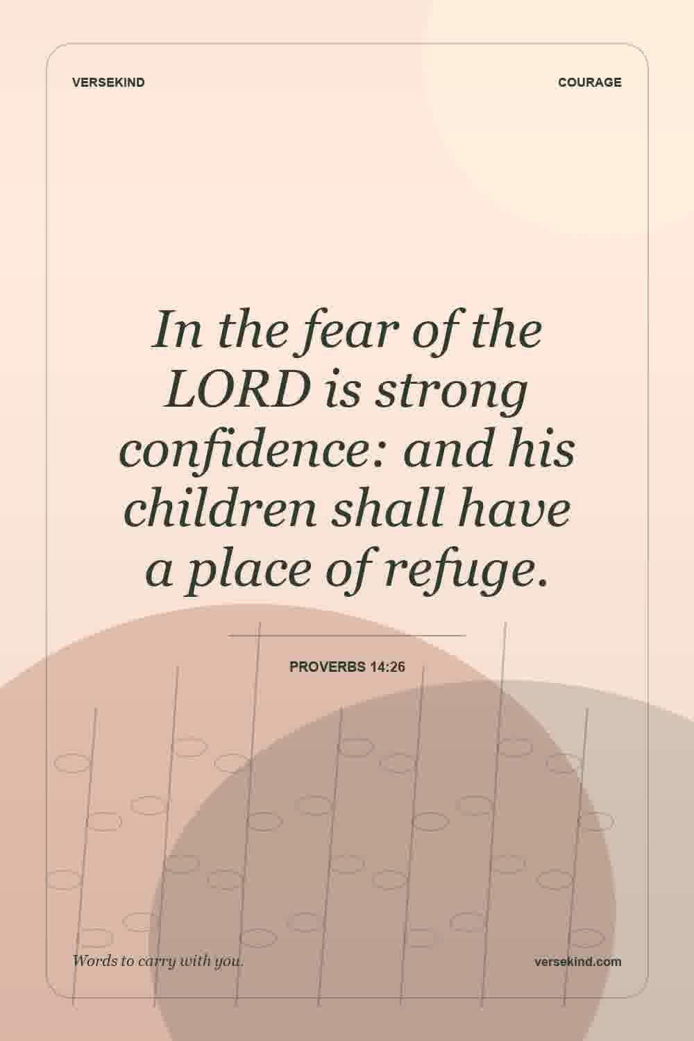 In the fear of the LORD is strong confidence: and his children shall have a place of refuge. — Proverbs 14:26