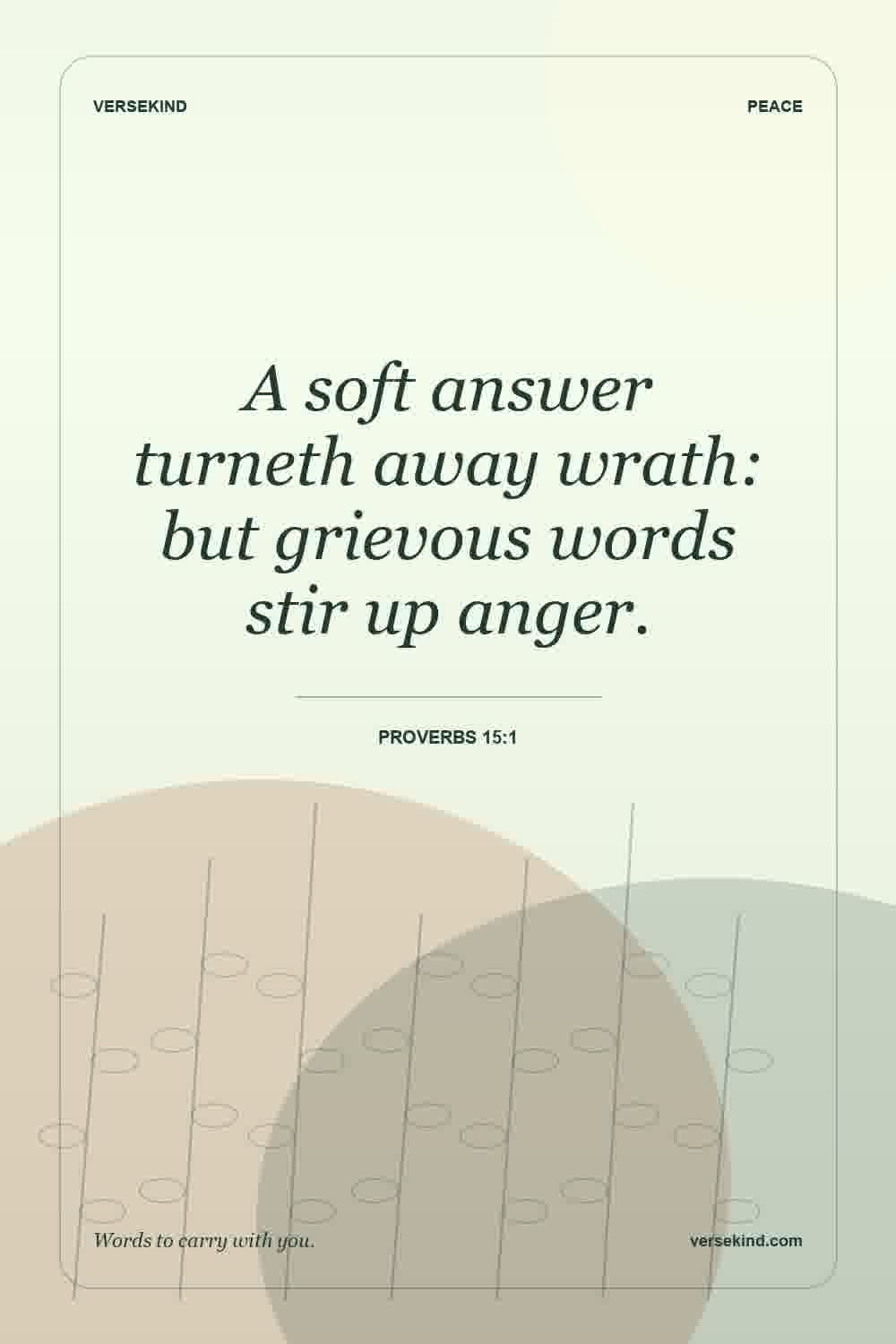 A soft answer turneth away wrath: but grievous words stir up anger. — Proverbs 15:1