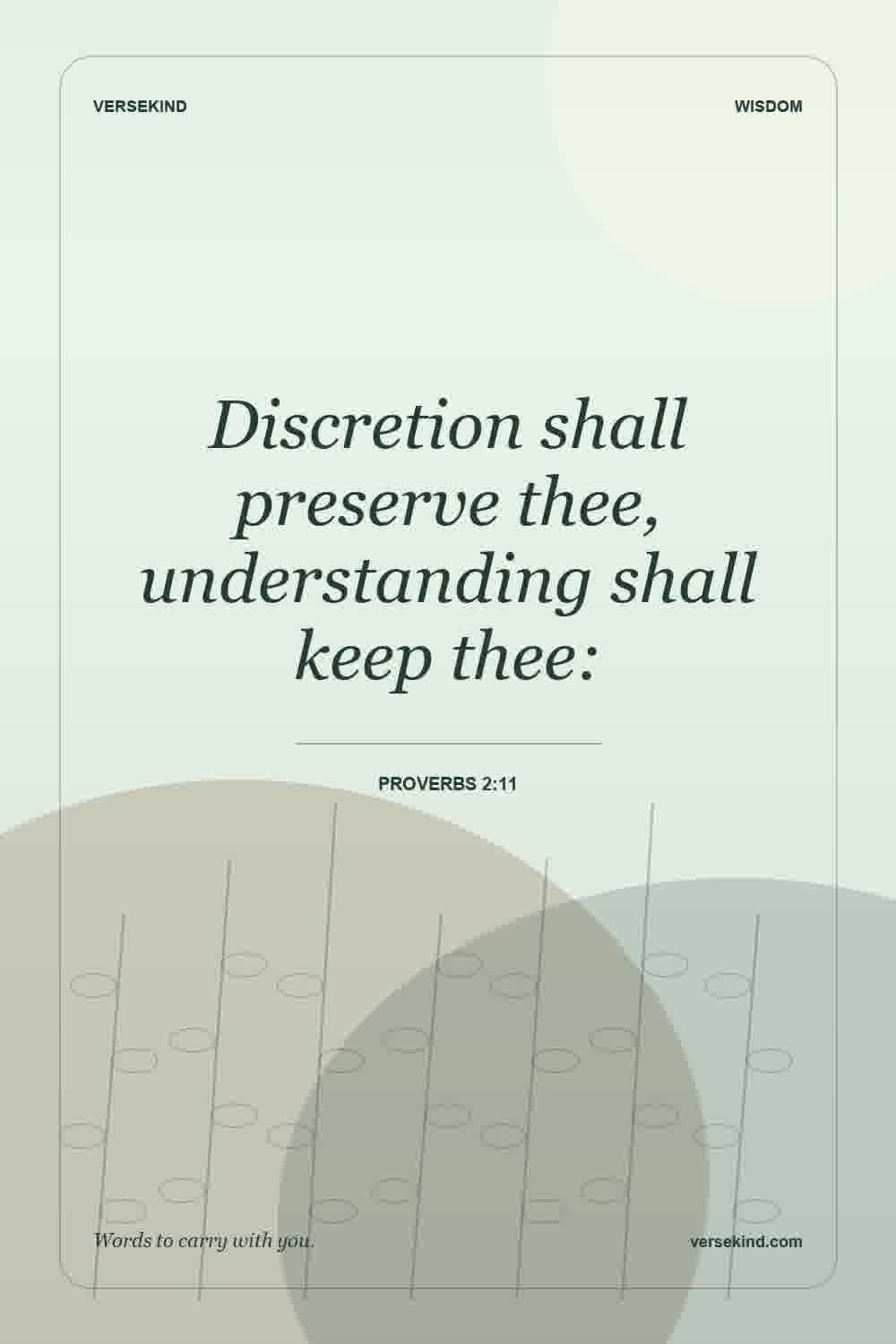 Discretion shall preserve thee, understanding shall keep thee: — Proverbs 2:11