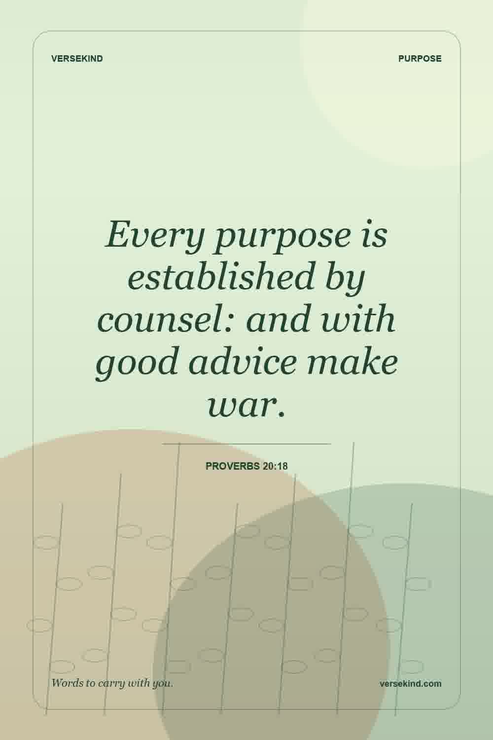 Every purpose is established by counsel: and with good advice make war. — Proverbs 20:18