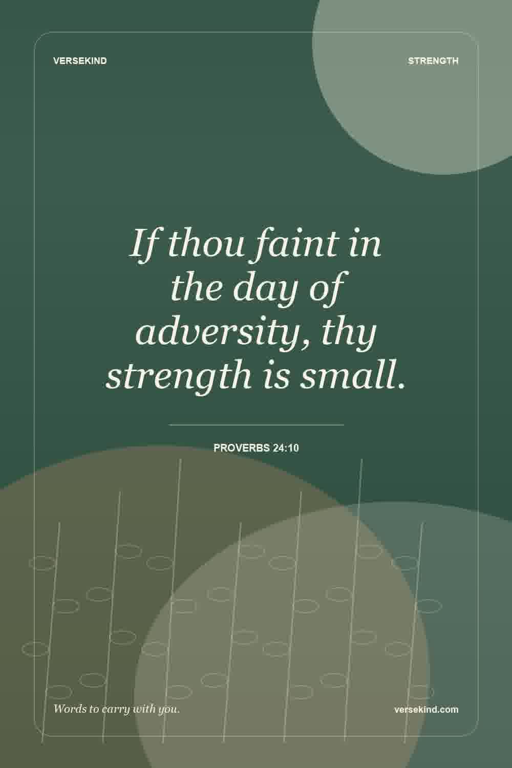 If thou faint in the day of adversity, thy strength is small. — Proverbs 24:10