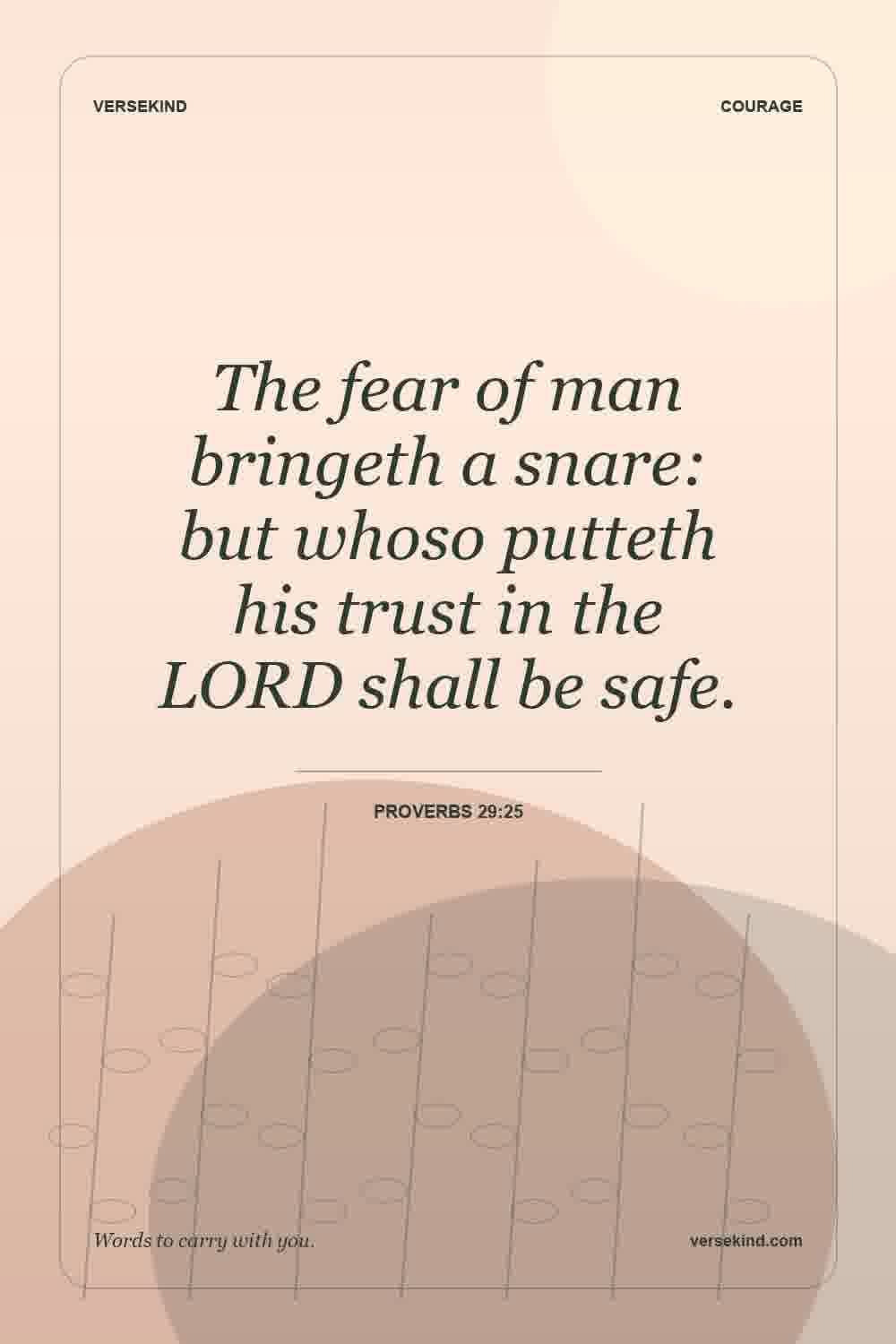 The fear of man bringeth a snare: but whoso putteth his trust in the LORD shall be safe. — Proverbs 29:25