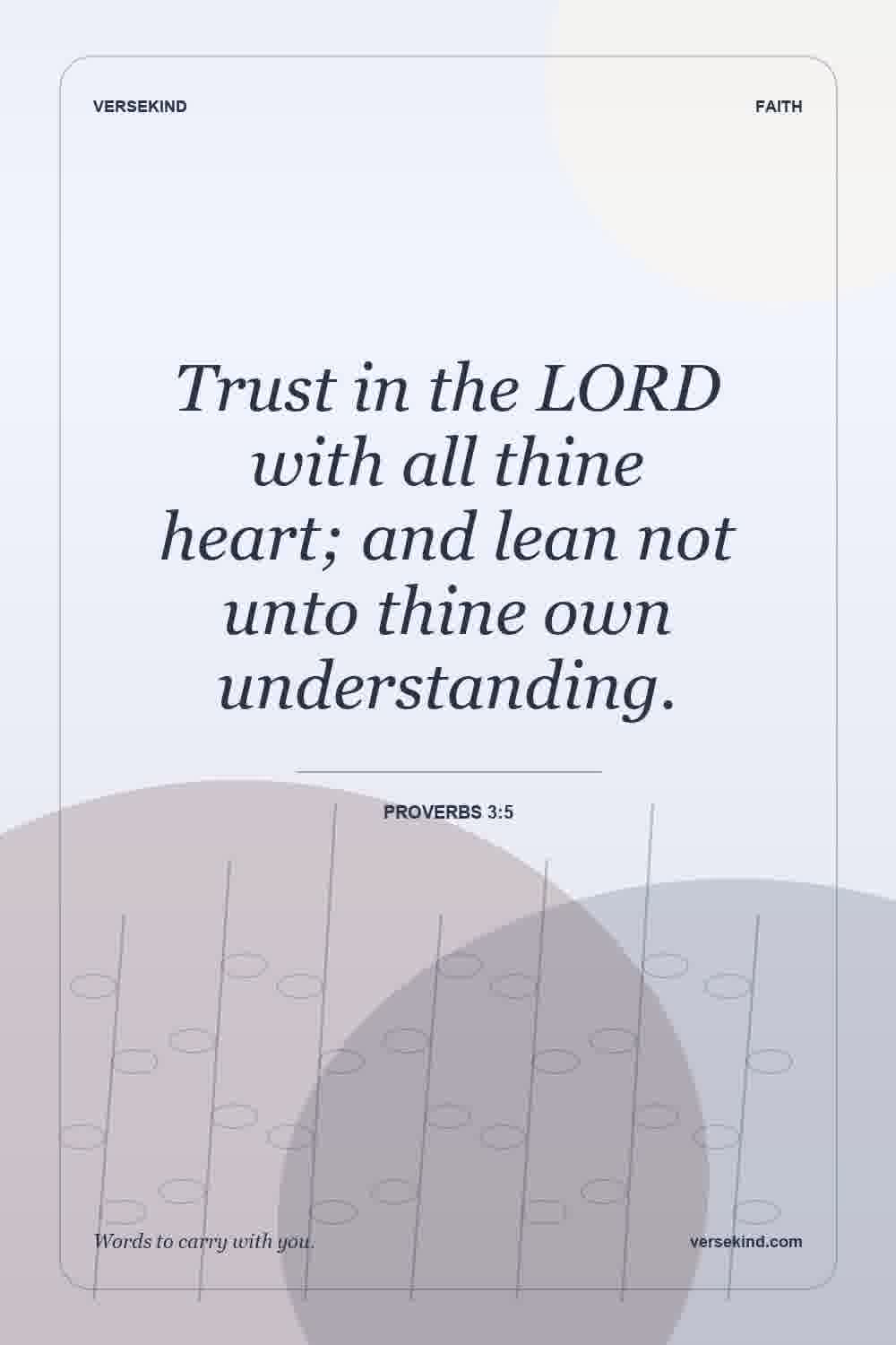 Trust in the LORD with all thine heart; and lean not unto thine own understanding. — Proverbs 3:5