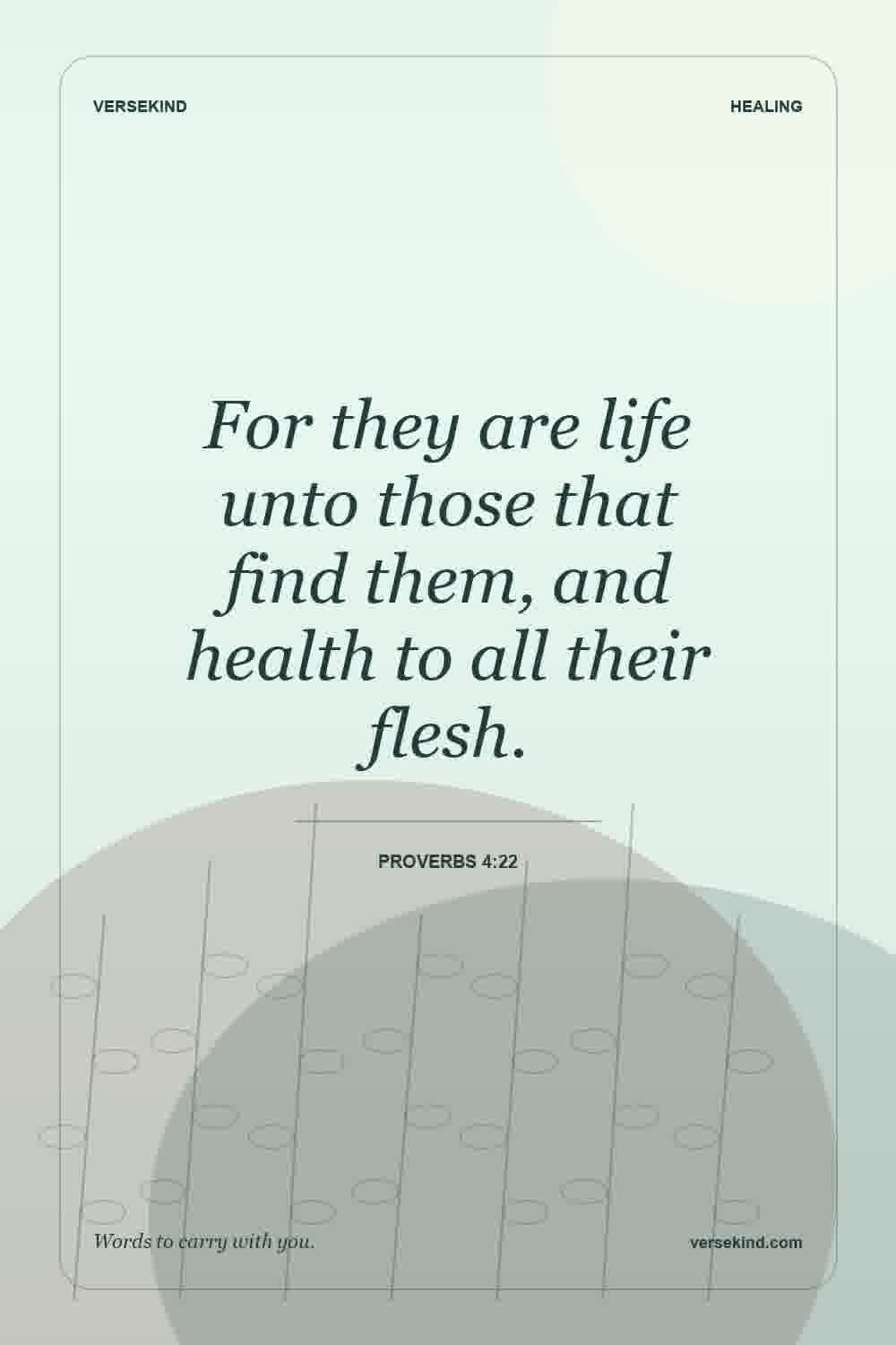 For they are life unto those that find them, and health to all their flesh. — Proverbs 4:22