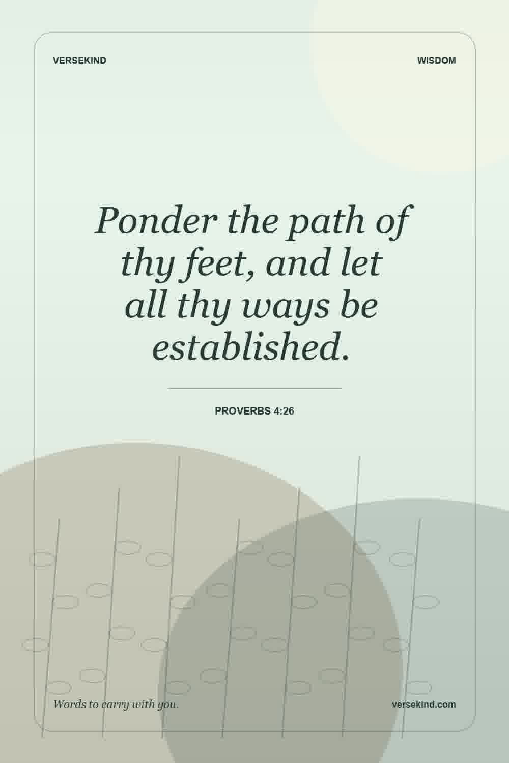 Ponder the path of thy feet, and let all thy ways be established. — Proverbs 4:26