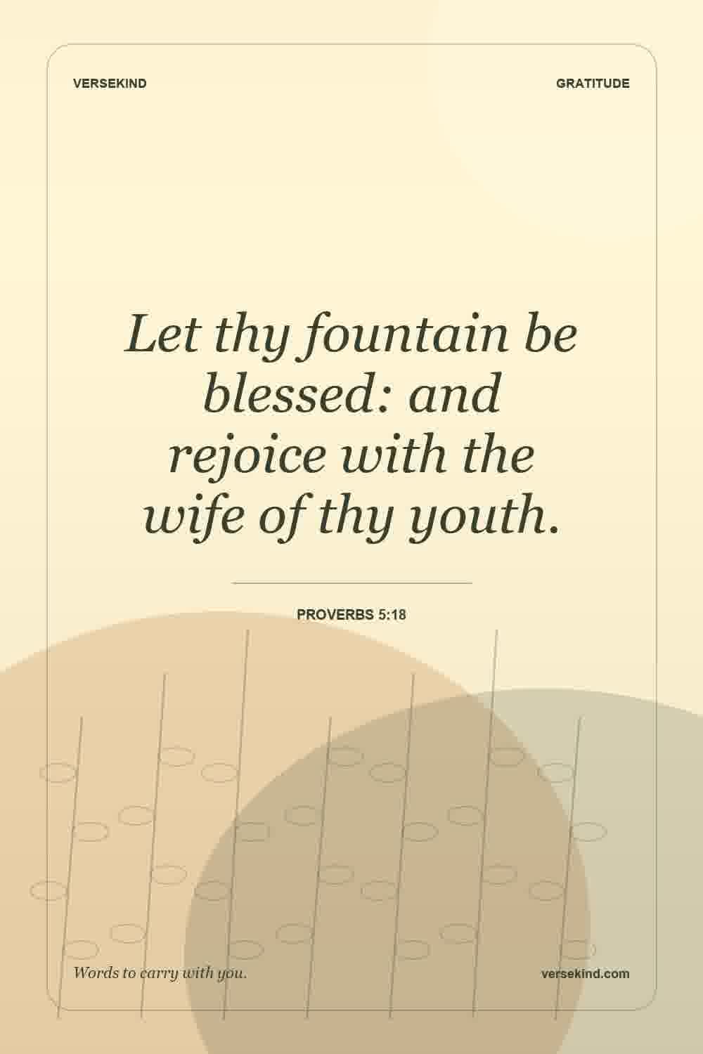 Let thy fountain be blessed: and rejoice with the wife of thy youth. — Proverbs 5:18