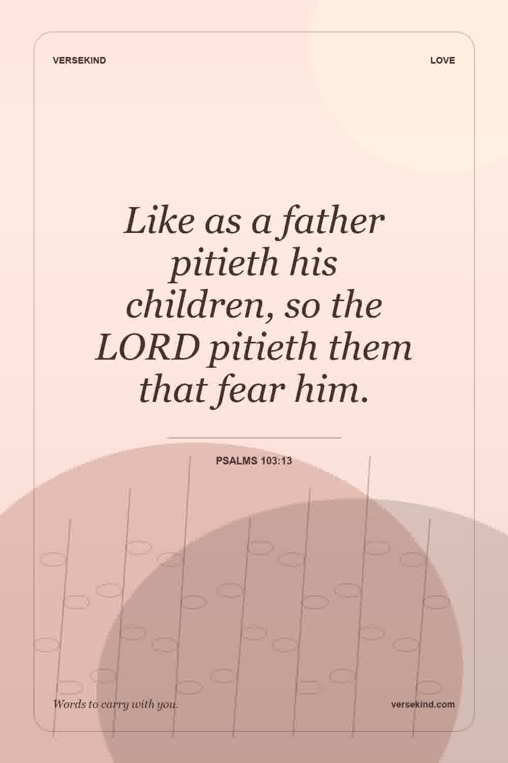 Like as a father pitieth his children, so the LORD pitieth them that fear him. — Psalms 103:13