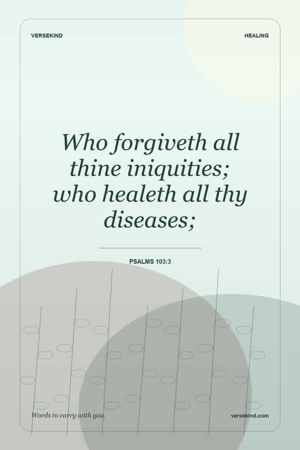 Who forgiveth all thine iniquities; who healeth all thy diseases; — Psalms 103:3