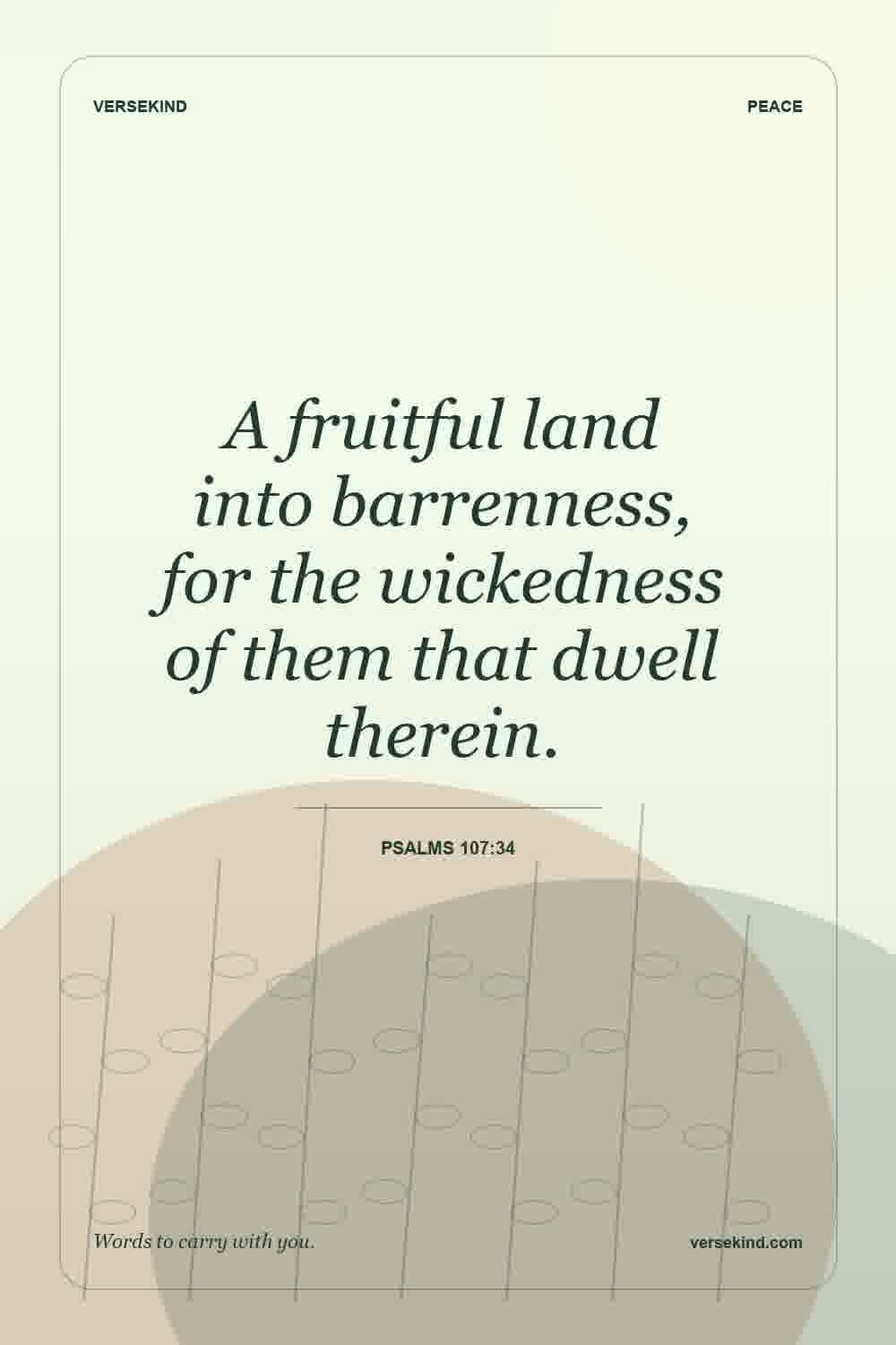 A fruitful land into barrenness, for the wickedness of them that dwell therein. — Psalms 107:34
