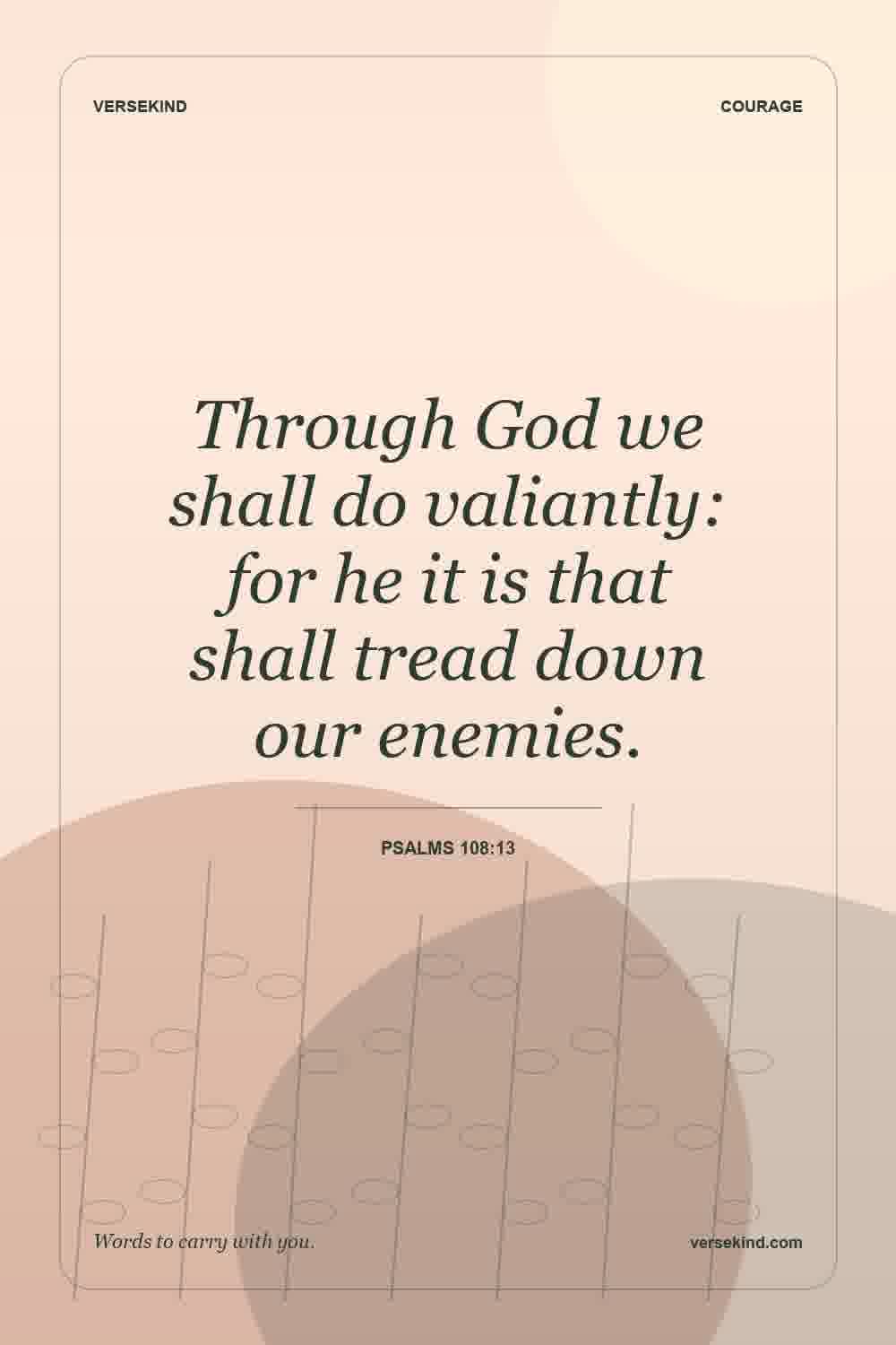 Through God we shall do valiantly: for he it is that shall tread down our enemies. — Psalms 108:13