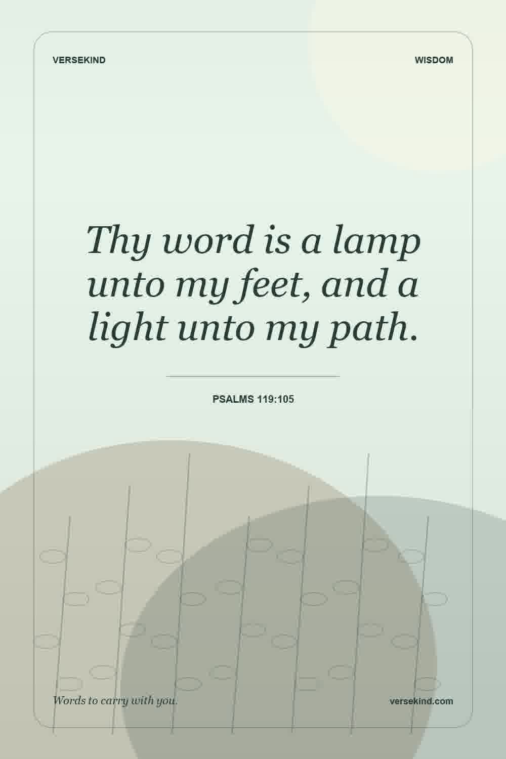 Thy word is a lamp unto my feet, and a light unto my path. — Psalms 119:105