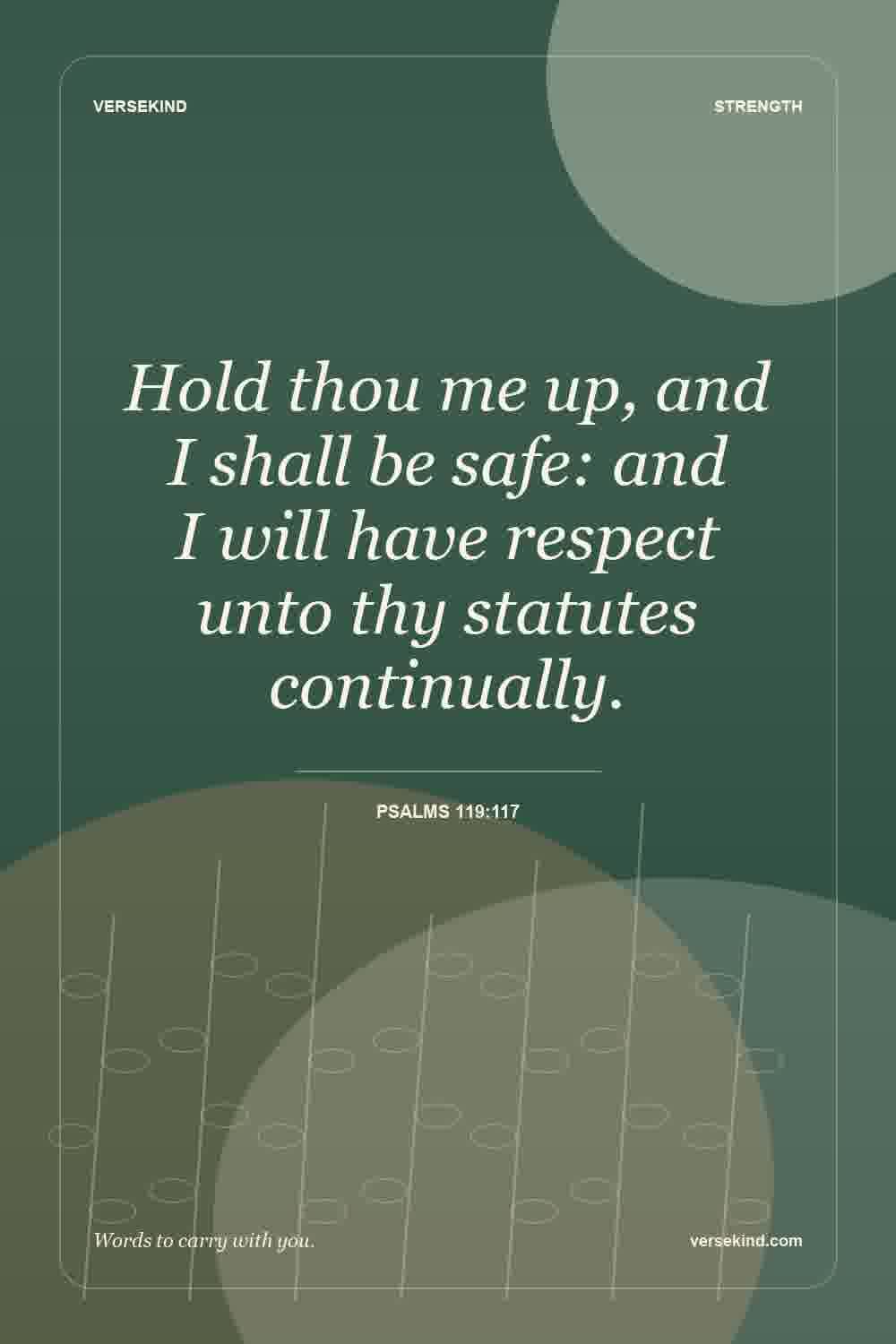 Hold thou me up, and I shall be safe: and I will have respect unto thy statutes continually. — Psalms 119:117
