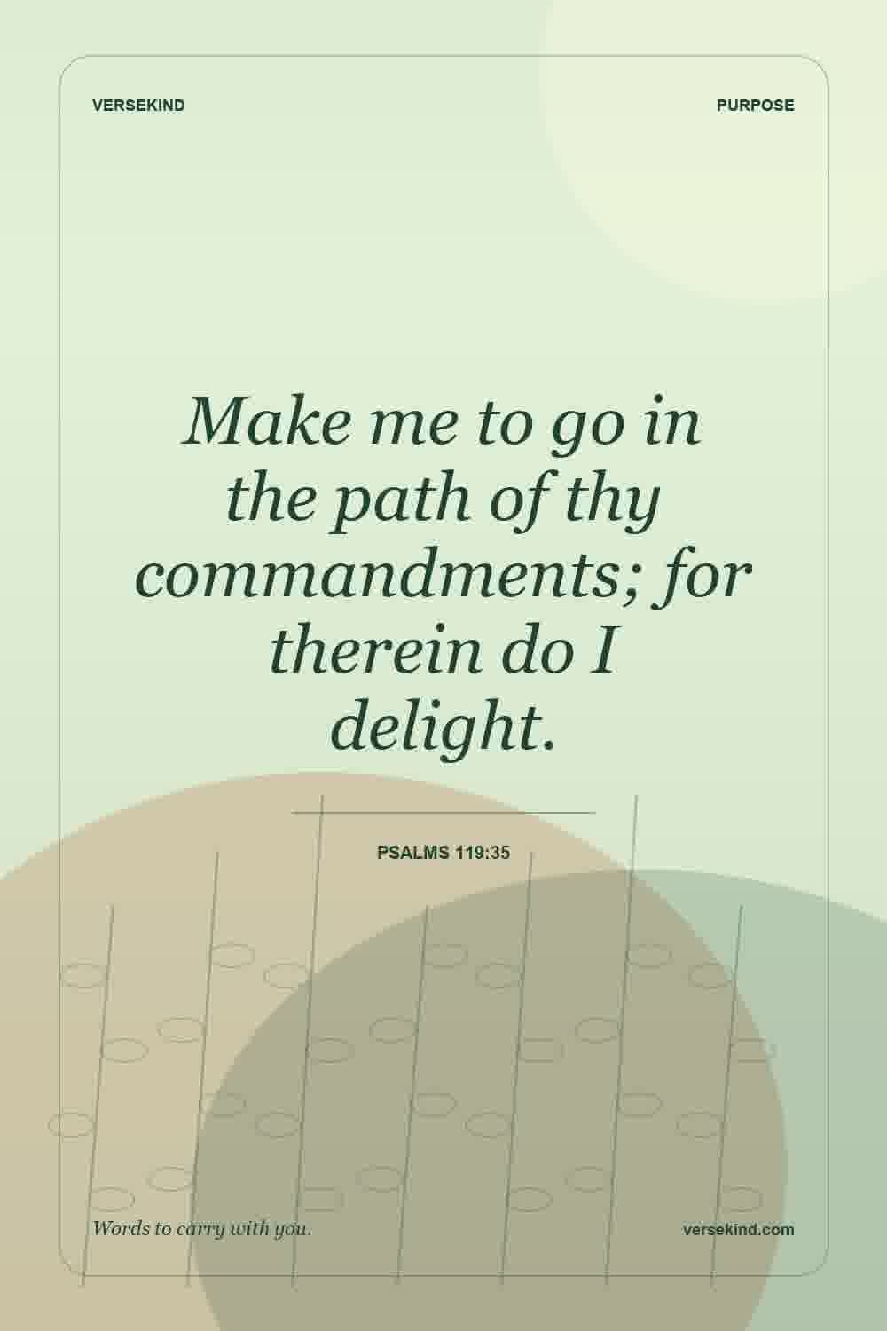 Make me to go in the path of thy commandments; for therein do I delight. — Psalms 119:35