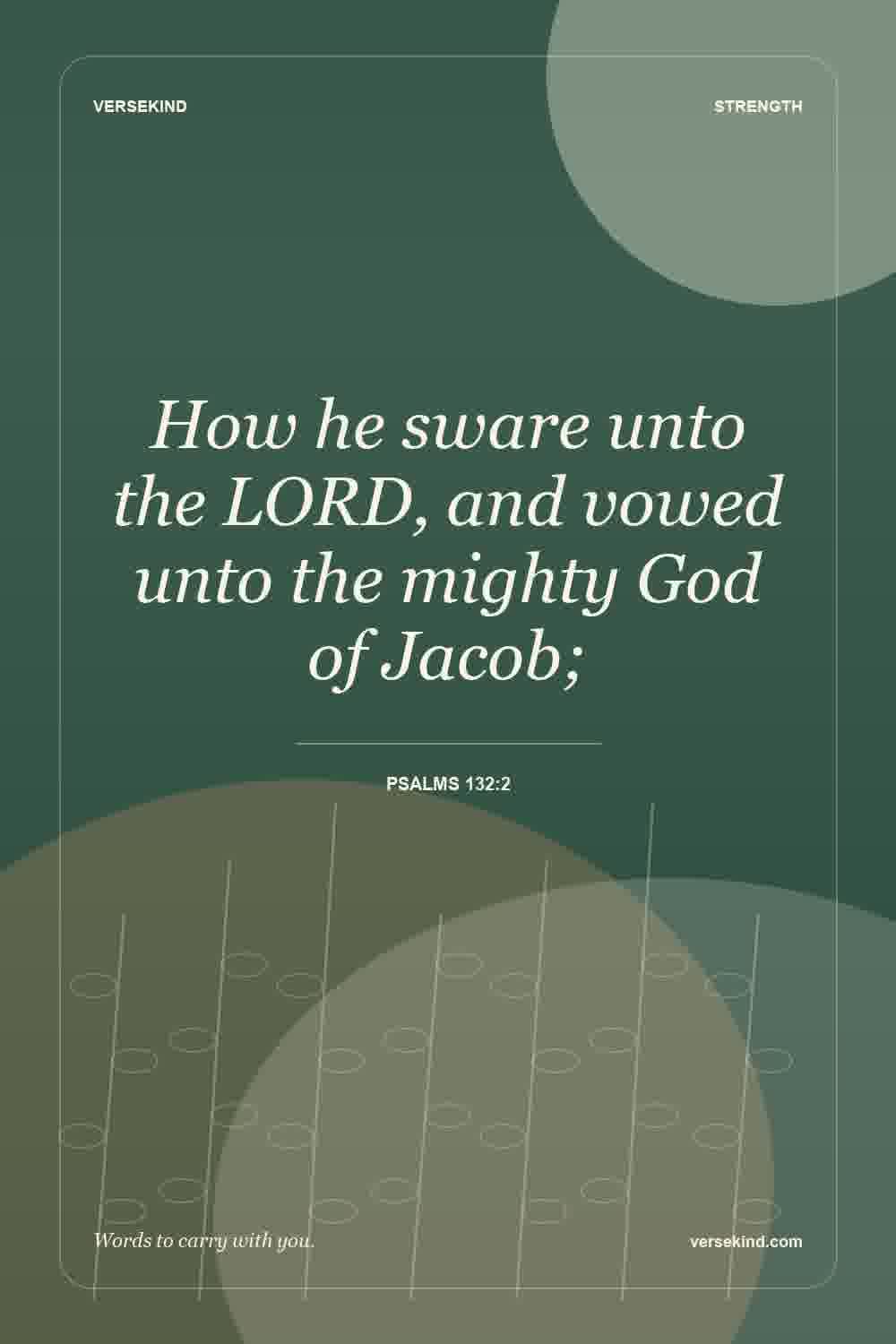How he sware unto the LORD, and vowed unto the mighty God of Jacob; — Psalms 132:2