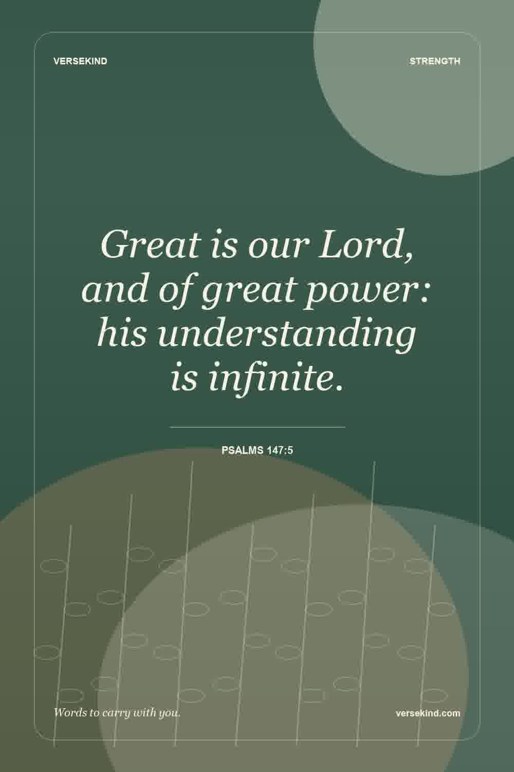 Great is our Lord, and of great power: his understanding is infinite. — Psalms 147:5