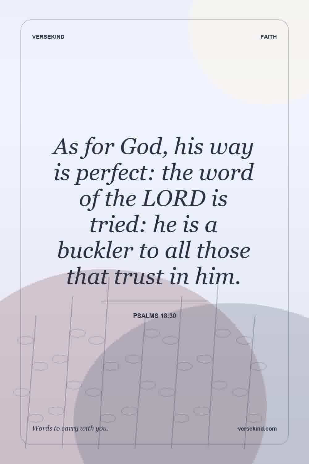 As for God, his way is perfect: the word of the LORD is tried: he is a buckler to all those that trust in him. — Psalms 18:30