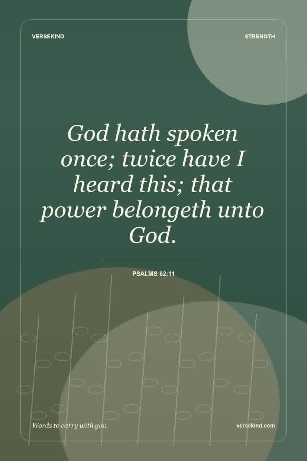 God hath spoken once; twice have I heard this; that power belongeth unto God. — Psalms 62:11