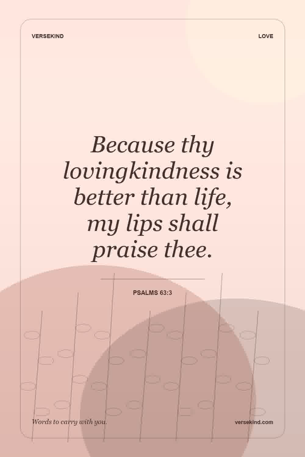 Because thy lovingkindness is better than life, my lips shall praise thee. — Psalms 63:3