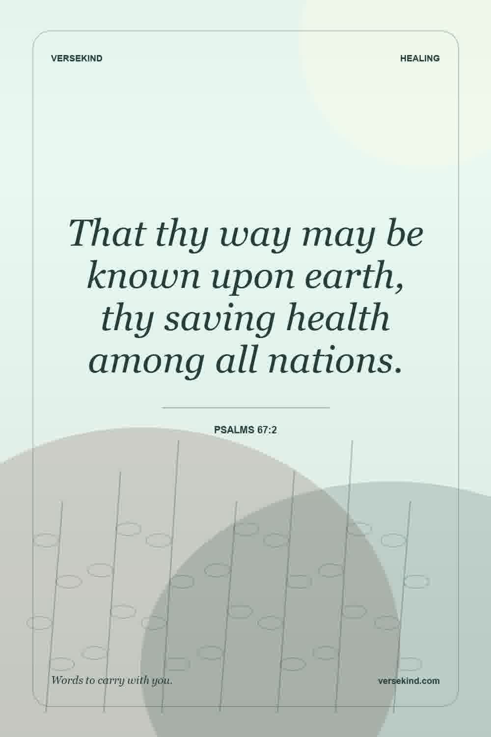 That thy way may be known upon earth, thy saving health among all nations. — Psalms 67:2