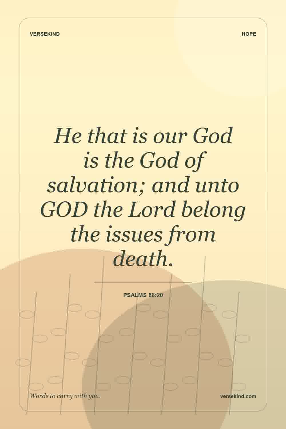 He that is our God is the God of salvation; and unto GOD the Lord belong the issues from death. — Psalms 68:20